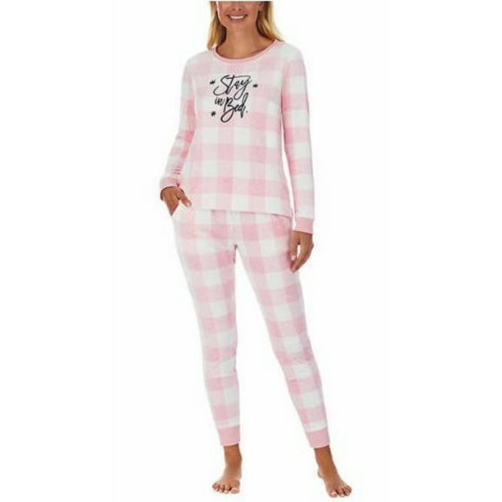 Jane and Bleecker Ladies' Fleece Pajama Set (Pink, Large)